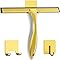 All-Purpose Stainless Steel Shower Squeegee for Shower Glass Door with 2 Adhesive Hooks, Bathroom Cleaner Tool Household Window Mirror Squeegee , Cleaning Tile Wall, Car, 10 Inch Silver