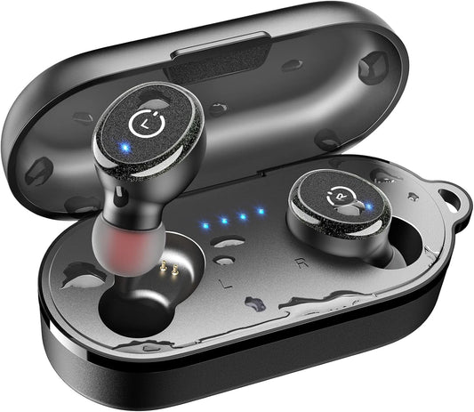 TOZO T10 True Wireless Bluetooth 5.3 Earbuds, 45H Playtime, Wireless Charging Case, IPX8 Waterproof Stereo Headphones in Ear Built in Mic Headset Premium Sound with Deep Bass, 32 Preset EQs via APP